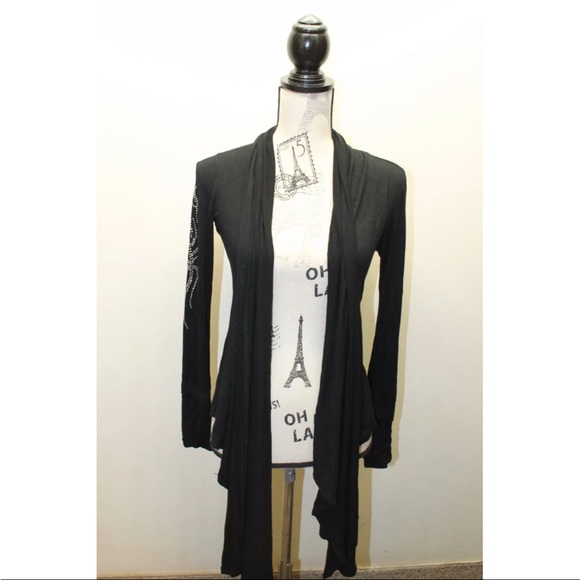 S12 Black 3D Metal Crystallize Women Over Piece Wings Blouse Black USA Med Wrap - Picture 5 of 12